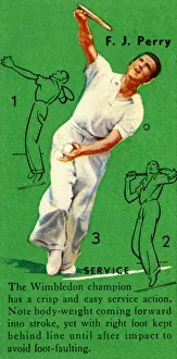 British Tennis Player Drucke: F. J. Perry - Service, c1935. Creator: Unknown