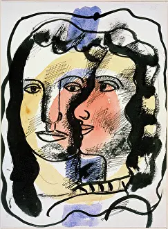 Female Portrait Painting Drucke: Two Faces, c1940s-c1950s(?). Creator: Fernand Leger