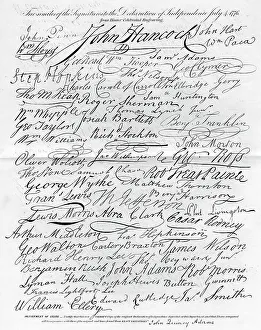 Declaration Of Independence Image Drucke: Facsimile of the Signatures to the Declaration of Independence, 4 July 1776