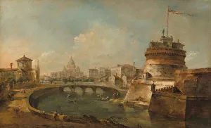 Ponte Sant Angelo Bridge Drucke: Fanciful View of the Castel Sant Angelo, Rome, c. 1785. Creator: Francesco Guardi