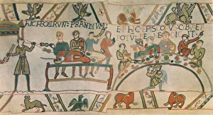 Ein Fest. Detail aus der Bayeux-Tapete, spät 11. Jahrhundert, (1944). Schöpfer: Unbekannt.