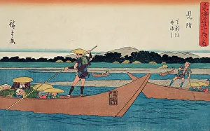 Fähre über den Tenryu-Fluss, Mitsuke, c1841-42. Künstler: Ando Hiroshige