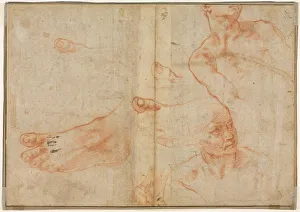 Red Chalk Drawings Italy Drucke: Figure Studies for the Sistine Ceiling (verso)