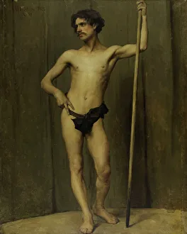 French Realism Art Drucke: Figure study from live model (competition for the Prix de Rome)