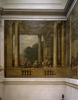 French Heritage Art Museum Drucke: Figures in an architectural setting, 1748. Creator: Paolo Antonio Brunetti