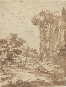 Nicolas Poussin Art Drucke: Figures Bathing in a Stream. Creator: Nicolas Poussin