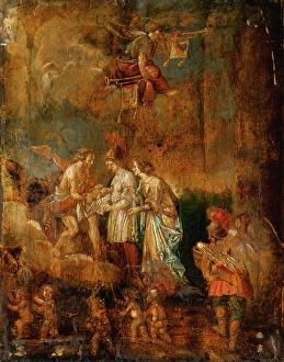 Biblical Scene Oil Painting Drucke: Finding of Moses, 1850-1875. Creator: Unknown