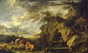 Italian Heritage Art Drucke: The Finding of Moses, c.between 1660 and 1665. Creator: Salvator Rosa