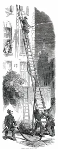 Black And White Fire Images Drucke: The Fire-Brigade, 1850. Creator: Unknown