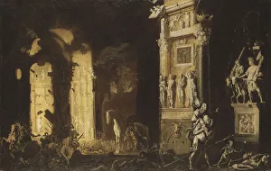 Die Feuer von Troja mit Aineas, der Anchisen trägt