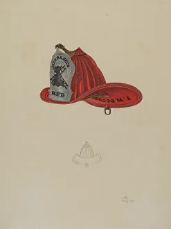 Feuerwehrmütze, 1937. Ersteller: Lang, William