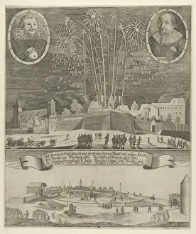 Heritage Art From The Past Drucke: Fireworks display by Lorenz Müller as proof of mastership