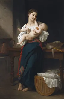 William Adolphe Bouguereau Artwork Drucke: First Caresses