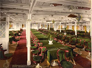 Dining Room Interior Drucke: First Class Dining Room on Grosser Kurfurst