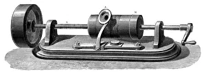 American Innovation History Drucke: First model of Edisons Phonograph c1877 (c1880)