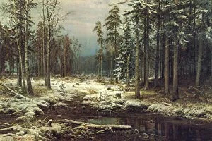 Russian Autumn Landscape Drucke: First snow, 1875