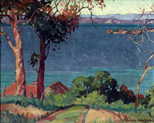 North Island Coastal Scenery Drucke: Across the Firth of Thames, c1925. Creator: Rhona Haszard