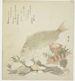 Fisch und Schalen, 1821; Künstler: Shinsai
