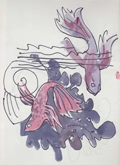 British Illustrator Women Drucke: Fish study, c1970. Creator: Shirley Markham