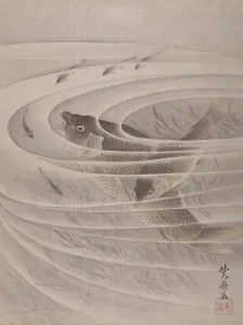 Fisch im Wirbel, um 1887; Künstler: Kawabata Gyōsai