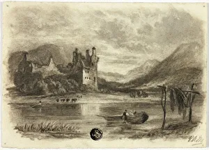 Fischer trocknen Netze vor dem Schloss, um 1855 von Elizabeth Murray