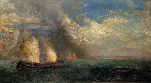 Odilon Redon Paintings Drucke: Fishing Boats. Memory of Venice, c1908. Creator: Redon, Odilon (1840-1916)