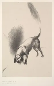 Black And White Dog Portrait Drucke: He fixed his eyes on me with an expression that was so strange, 1896