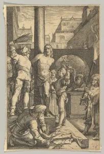 Jesus Christ Flagellation Scene Drucke: The Flagellation, from The Passion of Christ, ca. 1623. Creator: Ludovicus Siceram