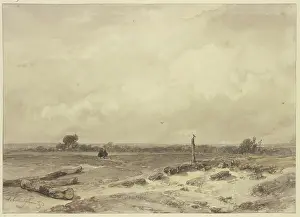 Drucke von Flachlandkulisse Andreas Schelfhout Drucke: Ebene Landschaft. Künstler: Andreas Schelfhout
