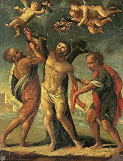 Christian Martyrdom Art Drucke: The flaying of St Bartholomew. Creator: Unknown