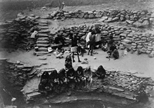 Edward Curtis Photographs Drucke: Flute dancers at Tureva Spring, c1905. Creator: Edward Sheriff Curtis