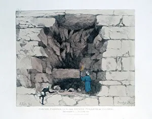 Zwangsiger Durchgang im zweiten Pyramiden von Gizeh Ägypten 1820 Künstler: Agostino Aglio