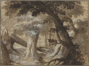 Pen And Ink Drawing Style Drucke: Forest Interior, c. 1610. Creator: Unknown