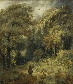 Baroque Landscape Art Drucke: Forest Path with People Strolling, c1646. Creator: Jacob van Ruisdael