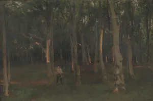 Agricultural Labourer Paintings Drucke: Forest at sunset, 1889. Creator: Hans Smidth