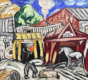 Russian Avant Garde Images Drucke: A Forge, 1911-1912. Creator: Rozanova, Olga Vladimirovna (1886-1918)