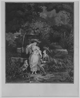 Black And White French Art Drucke: Fortune and Misfortune, or The Broken Pitcher, 1787 Creator: Philibert Louis Debucourt