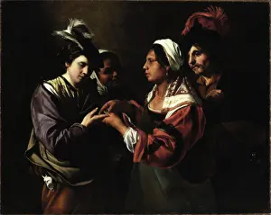 Seventeenth Century Fashion Drucke: The Fortune Teller, c.between 1616 and 1617. Creator: Bartolomeo Manfredi