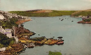 Vintage Postcard Prints Drucke: Fowey Harbour from the Castle, c1930