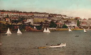Cornwall Scenic Views Drucke: Fowey from Polruan, c1930