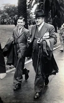 Black And White Military Portrait Drucke: Frank Page with his son, Thomas. Creator: Unknown