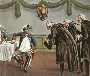 Cigarette Card Album Art Drucke: Frederick the Great and the men from Greiffenberg, 1784, (1936). Creator: Unknown