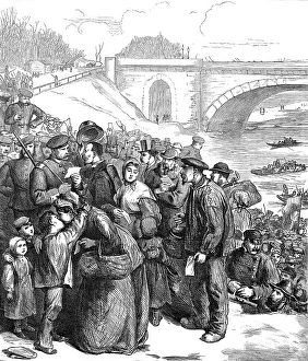 German Occupation France Drucke: French coming into the Prussian lines for bread