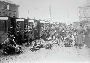 Französische Truppen verlassen Zug, zwischen 1914 und 1915. Ersteller: Bain News Service
