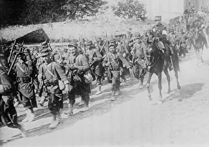 Französische Truppen marschieren zwischen 1914 und 1915. Urheber: Bain News Service
