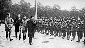 Chancellor Of Germany Drucke: Friedrich Ebert (1871-1925) inspecting the troops, Germany, 1922