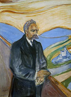 Drucke von Friedrich Nietzsche, 1906 Porträt des deutschen Philosophen des 19. Jahrhunderts aus der Stockholmer Sammlung Edvard Munch Drucke: Friedrich Nietzsche, 1906; Künstler: Edvard Munch