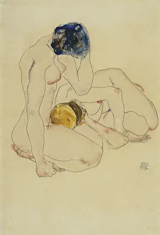 Drucke von Zwei Freunde, 1912. Privatsammlung Egon Schiele Drucke: Zwei Freunde, 1912. Künstler: Schiele, Egon (1890-1918).
