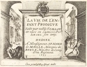 Baroque Etching Drucke: Frontispiece for The Prodigal Son, 1635. Creator: Jacques Callot