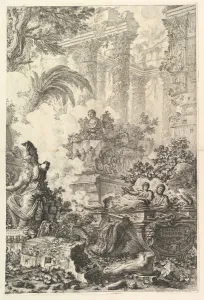 Giovanni Battista Piranesi Etching Drucke: Frontispiece, with Statue of Minerva, ca. 1748. Creator: Giovanni Battista Piranesi